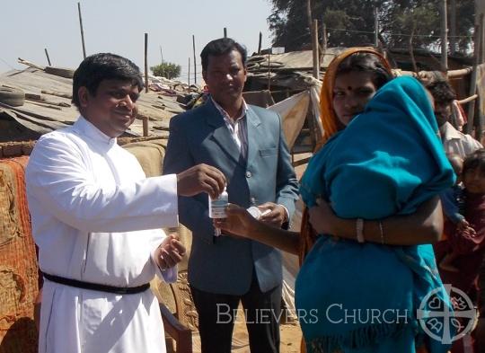 Believers Church Jasidih Diocese distributes vitamins.