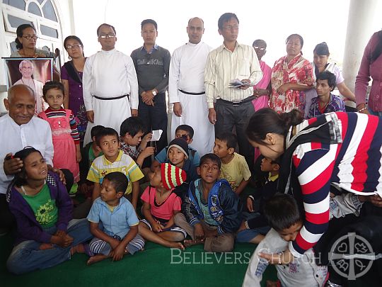 Birtamod Diocese Provides Food to Home for Handicapped Children